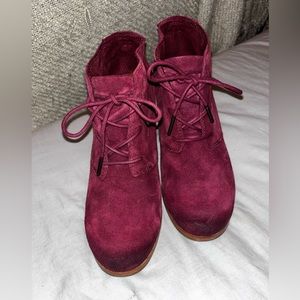 Toms Heeled Booties in Wine Color